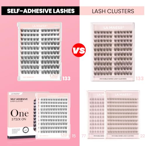 LA MAESII 120Pcs Clear Band Lash Clusters CB133 - Natural Wispy Look