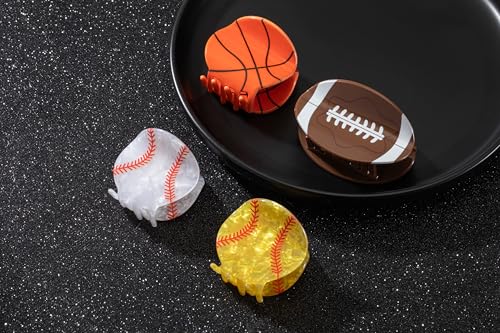 Sports Hair Claw Clips for Women - 4 Piece Game Day Acrylic Accessories