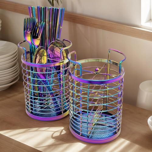 Rainbow Makeup Brush Holder Organizer with 4 Slots - Versatile Storage for Brushes, Pens, and Utensils