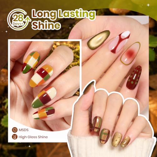 Beetles Fall Gel Nail Polish Set, Burgundy, Olive, Mustard & Orange | Fallen Glow