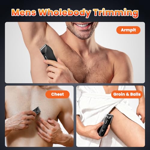 MAXGROOM Waterproof Body Hair Trimmer for Men with LED Light, Ceramic Blade, USB Rechargeable