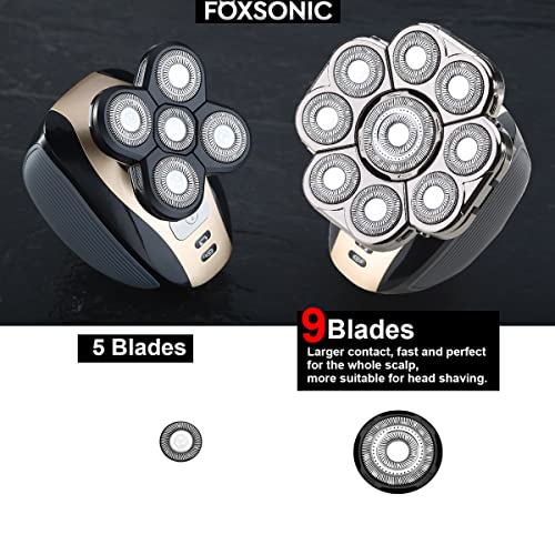 FOXSONIC 9 Silver Blades Replacement Heads for Head Shavers