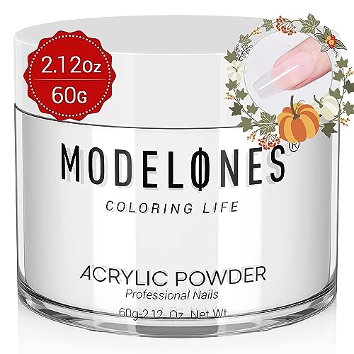Modelones 2.12oz Transparent Clear Acrylic Powder for Nails - Non-Yellowing Formula, Quick Air-Dry, No Lamp Needed (2.12 Ounce / Transparent Crystal)