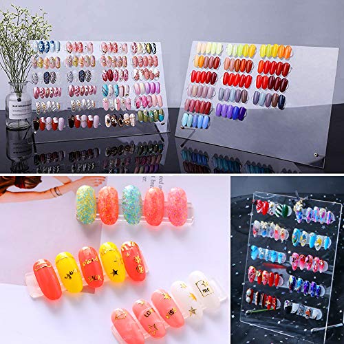 Transparent Acrylic Nail Art Display Holder with 50 Stands & Double Sided Tape
