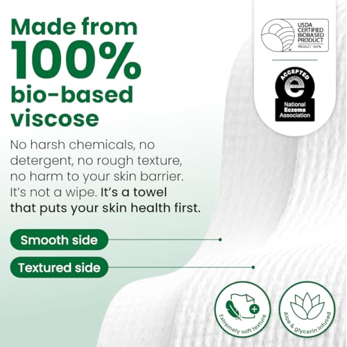 CLEAN SKIN CLUB Sensitive Skin Clean Towels® XL - 50 Count Pack, Ultra-Soft Disposable Face Wipes with Aloe & Glycerin