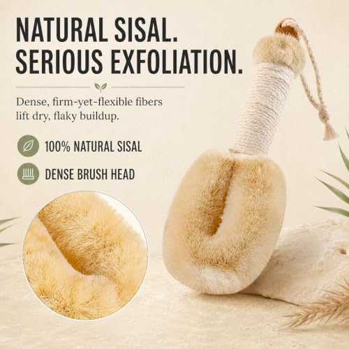 Touch Me Natural Sisal Dry Body Brush – 9” Firm Exfoliating Skin Scrubber