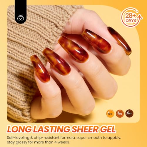 Beetles Fall Gel Polish Set - 6 Trendy Colors with Blooming Gel