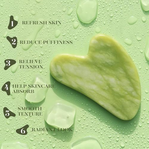 BAIMEI IcyMe Gua Sha & Jade Roller Set, Cooling Face Roller & Guasha Tool for Face Depuffing, Facial Sculpting & Jawline Definition, Smooth Rolling Skincare Tools for Women & Men ? Green