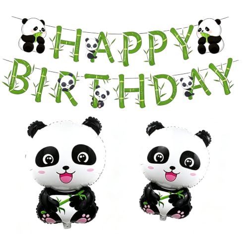 Adorable Panda Birthday Party Decoration Set - Banner & Foil Balloons