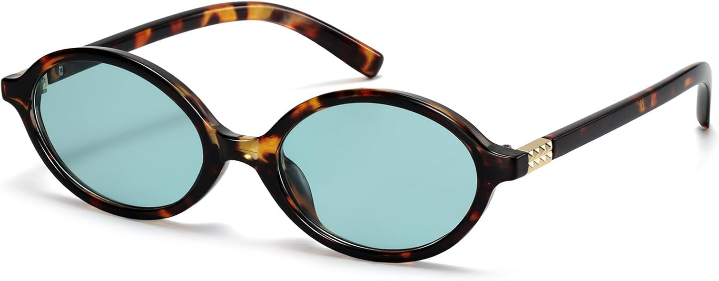 Retro Oval Sunglasses for Women - Vintage 90s Y2K Trendy Designer Eyewear | UV Protection