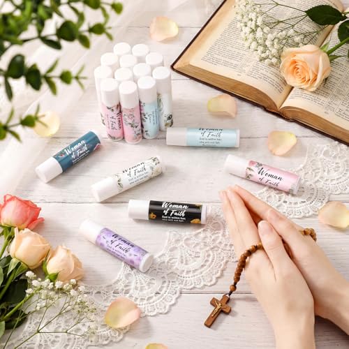 48 Pcs Woman of Faith Lip Balm Bulk Christian Gift Set - Inspirational Christian Lip Care