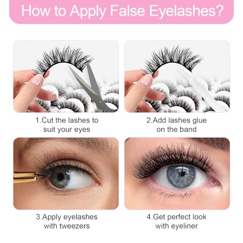 Azenlo 3D Fluffy Cat Eye Lashes - 48 Pairs Faux Mink, 14mm, ZSR-019
