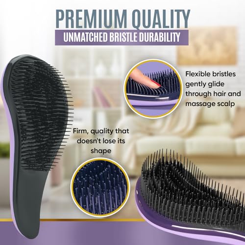 Gentle Wet Dry Detangling Hair Brush - Purple