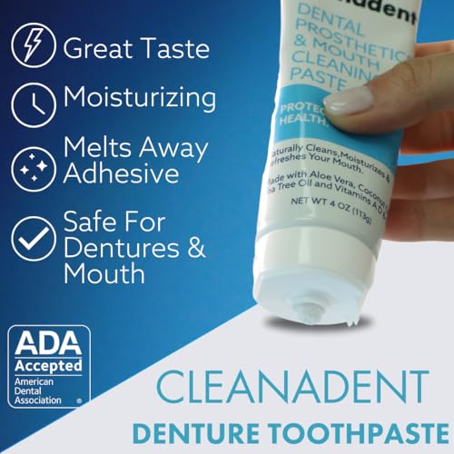 Dr. B Cleanadent All-Natural Denture Toothpaste 4 oz - Removes Odors & Stains