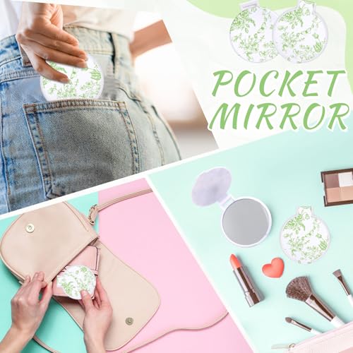 24 Pcs Floral Compact Mirrors – Small Pocket Mirrors for Party Favors