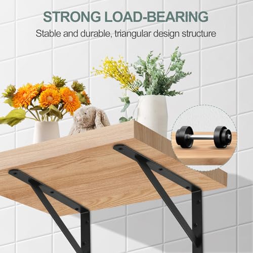 Heavy Duty 2-Pack Black Shelf Brackets - 8" x 6" Metal Support