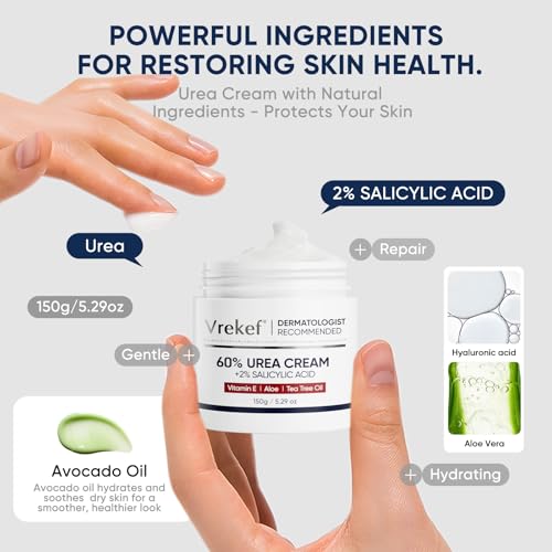 VREKEF 60% Urea Cream with Salicylic Acid for Cracked Heels & Callus Removal