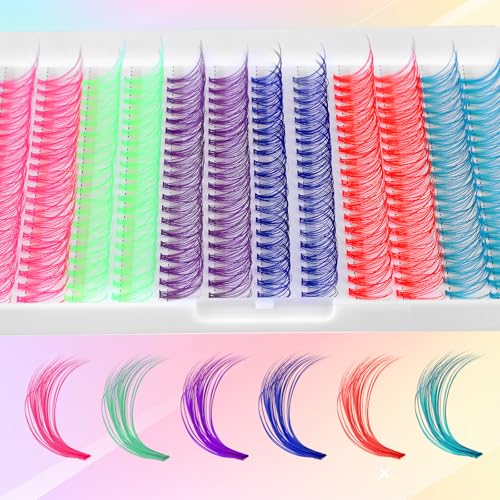 Wanmu Multicolor 240 Pcs Fairy Colored Lash Extensions Clusters 3D False Eyelashes DIY Kit