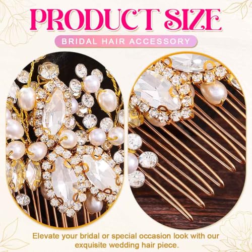 GORAIS Rhinestone Bridal Hair Comb - Gold Wedding Hair Accessory