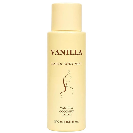 Vanilla Hair and Body Mist - Lightweight Tropical Scent | Hydrating Vanilla, Coconut & Cacao Formula