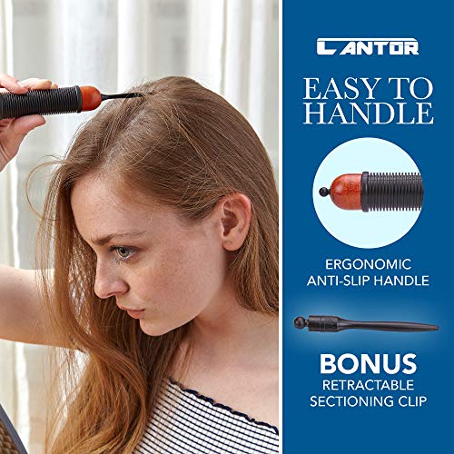 Cantor 2.5 Inch - 12 Row Round Blow Dry Brush with Boar Bristles & Metal Barrel for Short to Medium Hair