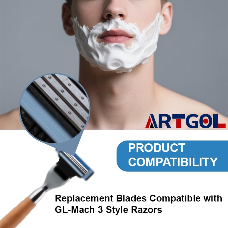 36 Blades Replacement for GL-Mach 3 Style Razors - Men's Wet Razor Blades Value Pack (Blue)