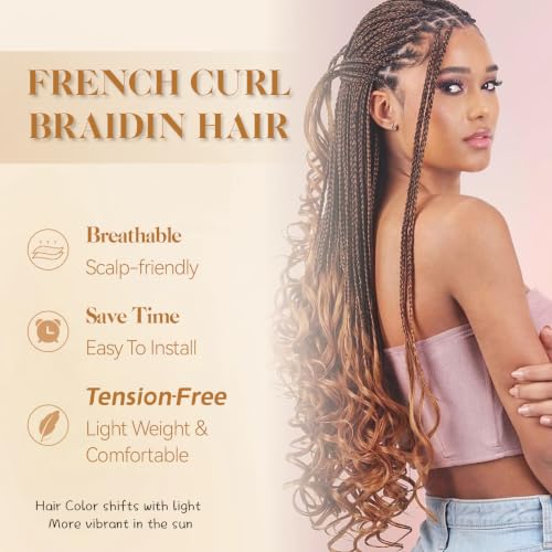 22 Inch French Curl Loose Wavy Braiding Hair - 7 Packs 1B/33/30