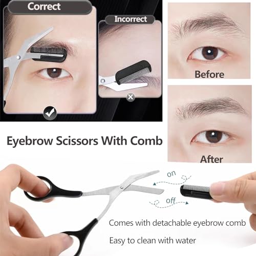 KAJUDA Eyebrow Scissors with Comb - Precision Grooming Kit (3PCS)