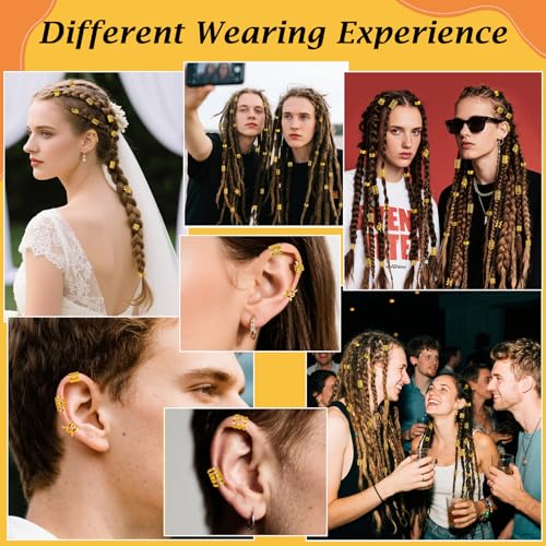 Nafaboig 100PCS Gold Hair Jewelry for Braids - Assorted Accessories