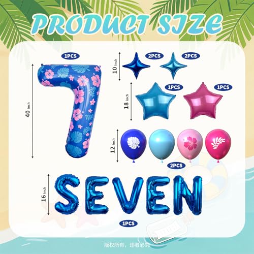 40 Inch Number 7 Balloon Set with Letter & Star Balloons - Kids Birthday Party Decor