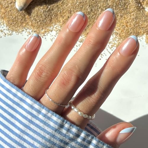 Glamnetic Press On Nails - Into Blue Short Oval 30 Pc Kit