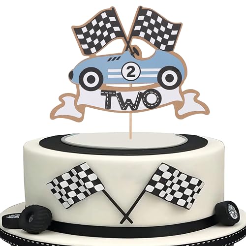 Two Fast Race Car Cake Topper for 2nd Birthday Party