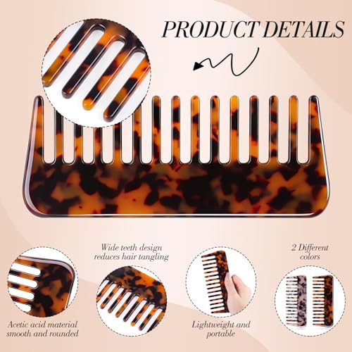 Wide Tooth Detangling Comb Set for Thick & Curly Hair - 2 Pack