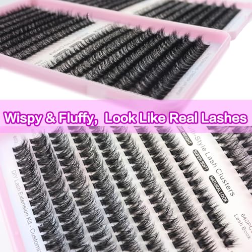DAODER Cluster Lashes 640pcs Wispy Lash Extensions 9-13mm D Curl