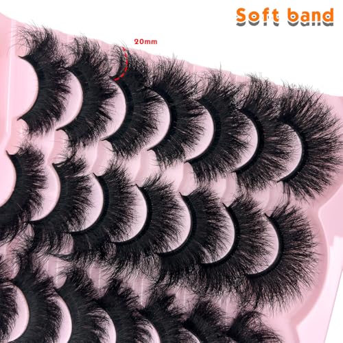 Loladook Fluffy 20mm Thick Faux Mink Strip Lashes - Cat Eye, Dramatic, Reusable