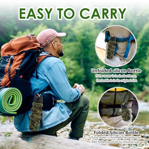 Collapsible 18oz Silicone Travel Water Bottle - Leak Proof, Portable & Foldable for Outdoor Use