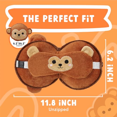 Kids Travel Pillow Set with Eye Mask - Monkey Design