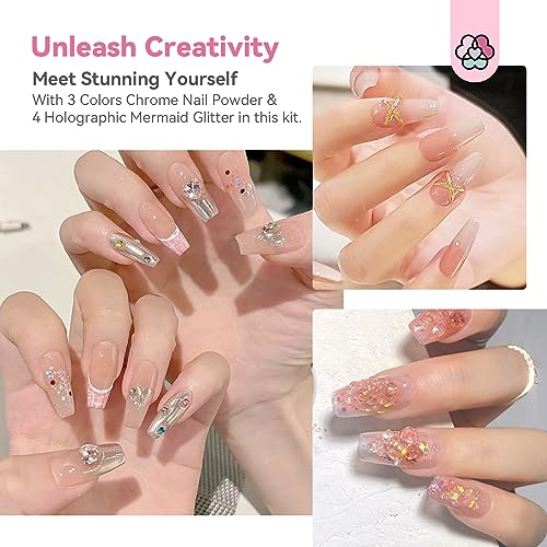 15pcs Solid Builder Nail Gel Kit - Clear Nude Pink White Non-Sticky Long-Lasting