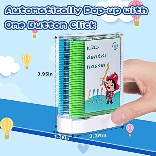 Kids Automatic Dental Floss Pick Dispenser with 176 Floss Sticks