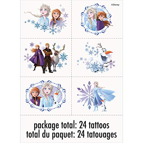Disney Frozen 2 Tattoos Pack of 24 - Colorful & Easy to Apply