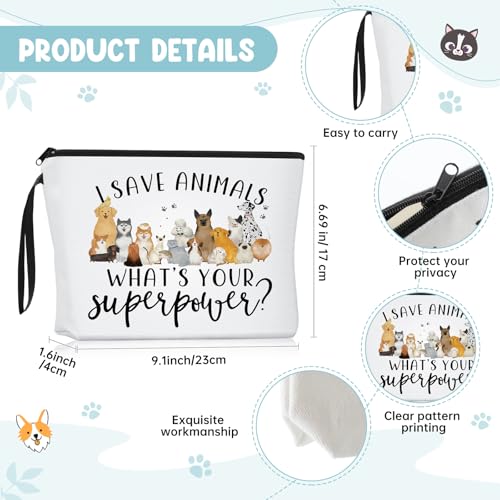 Veterinary Appreciation Gifts Set - Paterr 3 Pcs Vet Tech Thank You Gift with Dog Paw Makeup Bag, Cup & Keychain