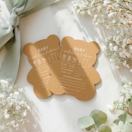 50 Baby Shower Predictions & Advice Cards - Bear Themed Keepsakes