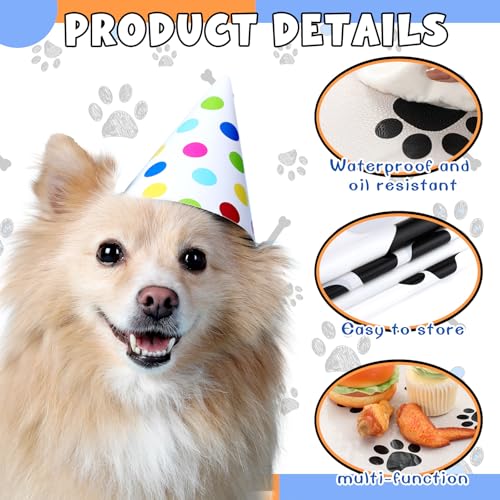 Paw Print Tablecloth 4 Pack - 54x108 Inches for Dog Parties