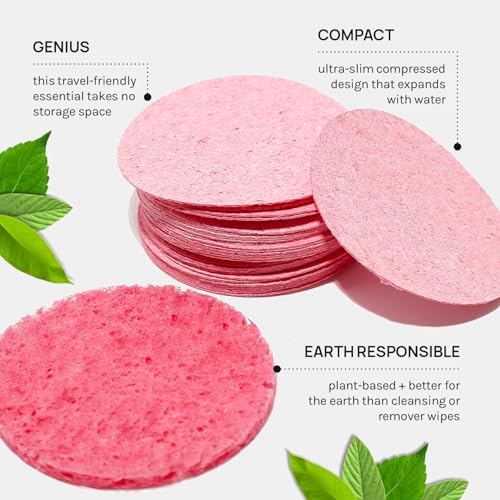 AOA Studio Pink 50-Count Reusable Facial Sponges for Cleansing & Exfoliating - Eco-Friendly Beauty Tools