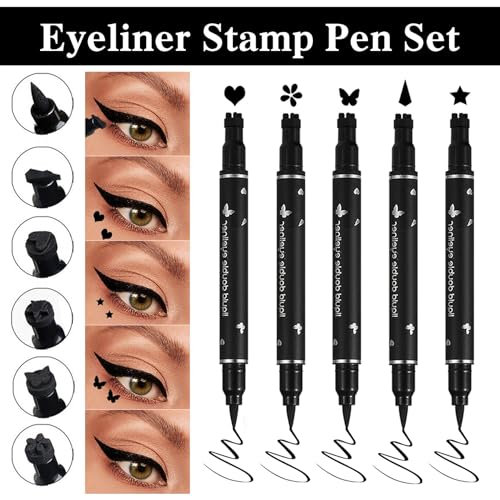 Double-Ended Liquid Eyeliner Stamp Pen Set - Waterproof & Smudge-Proof for Flawless Winged Looks