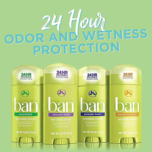 Ban Unscented Invisible Solid Antiperspirant Deodorant 2.6 oz (3 pack)