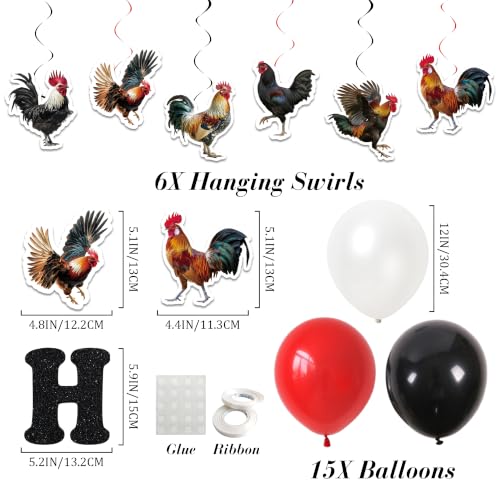 Farmhouse Rooster Birthday Decorations Set - Party Supplies Kit