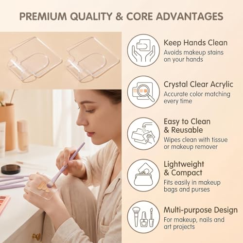 2Pcs Acrylic Makeup Mixing Palettes for Foundation Eyeshadow Nail Art