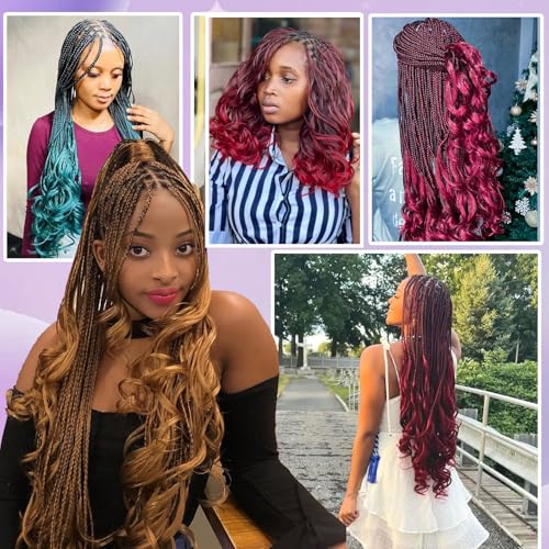 Paraglame 12 Inch Red French Curl Braiding Hair, 8 Packs Synthetic Wavy