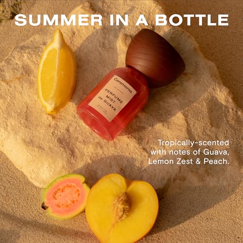 Ceremonia Perfume Mist De Guava | Alcohol-Free Hair & Body Mist with Notes of Guava, Lemon Zest & Peach | Light Glowy Shimmer, 1.7 fl oz